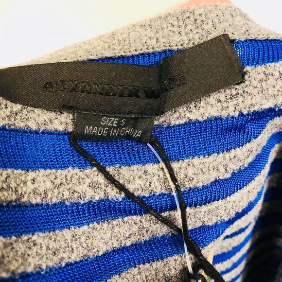 NEW ALEXANDER WANG $490 "Engineered" Stripe Tank Dress Small S Cobalt Blue Gray - Picture 7 of 9